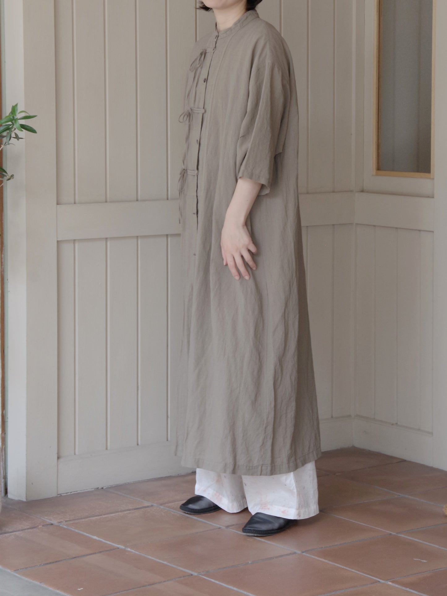 強撚CottonLine 近江晒 ribon シャツワンピース | yuni