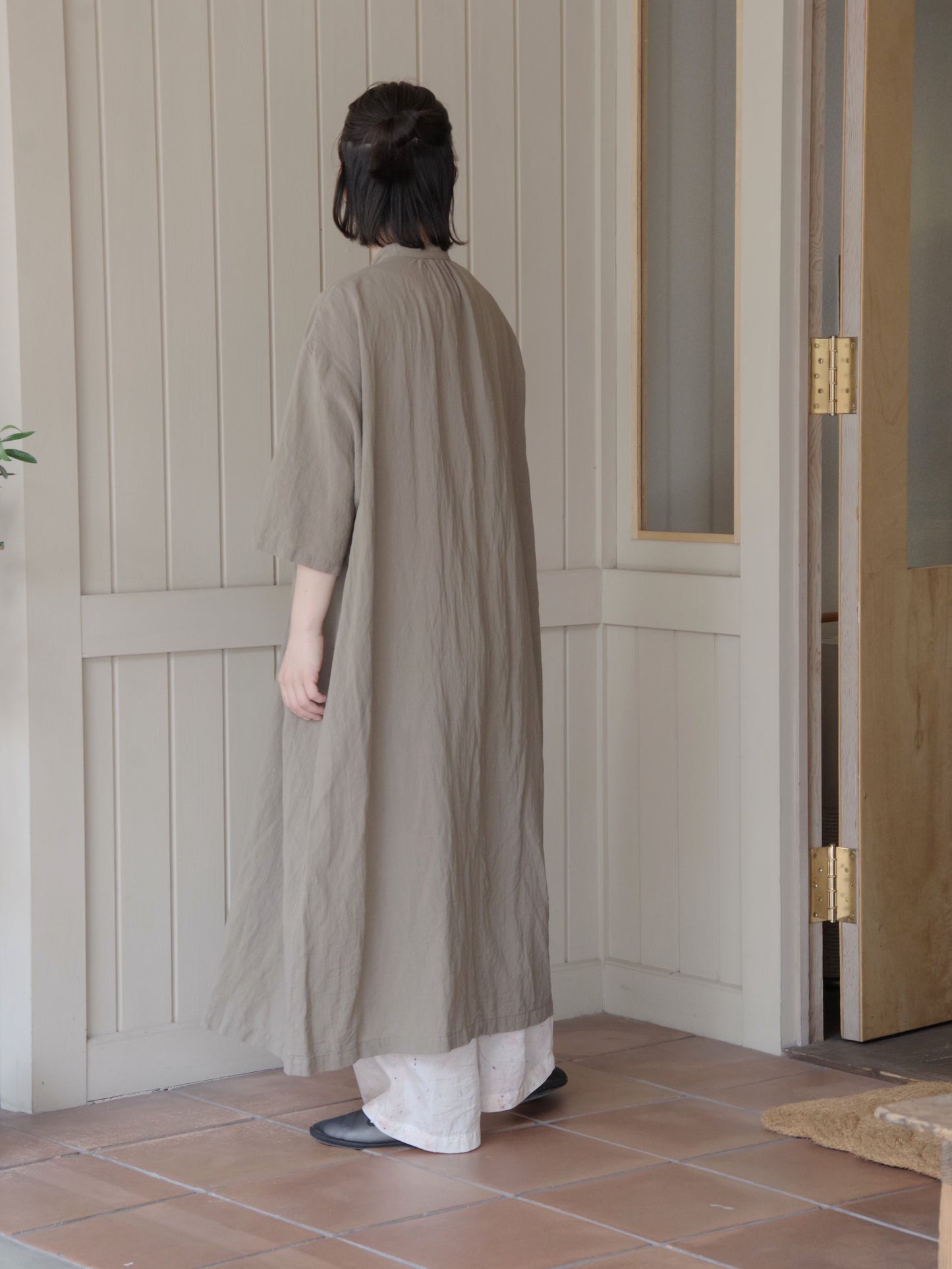 強撚CottonLine 近江晒 ribon シャツワンピース | yuni
