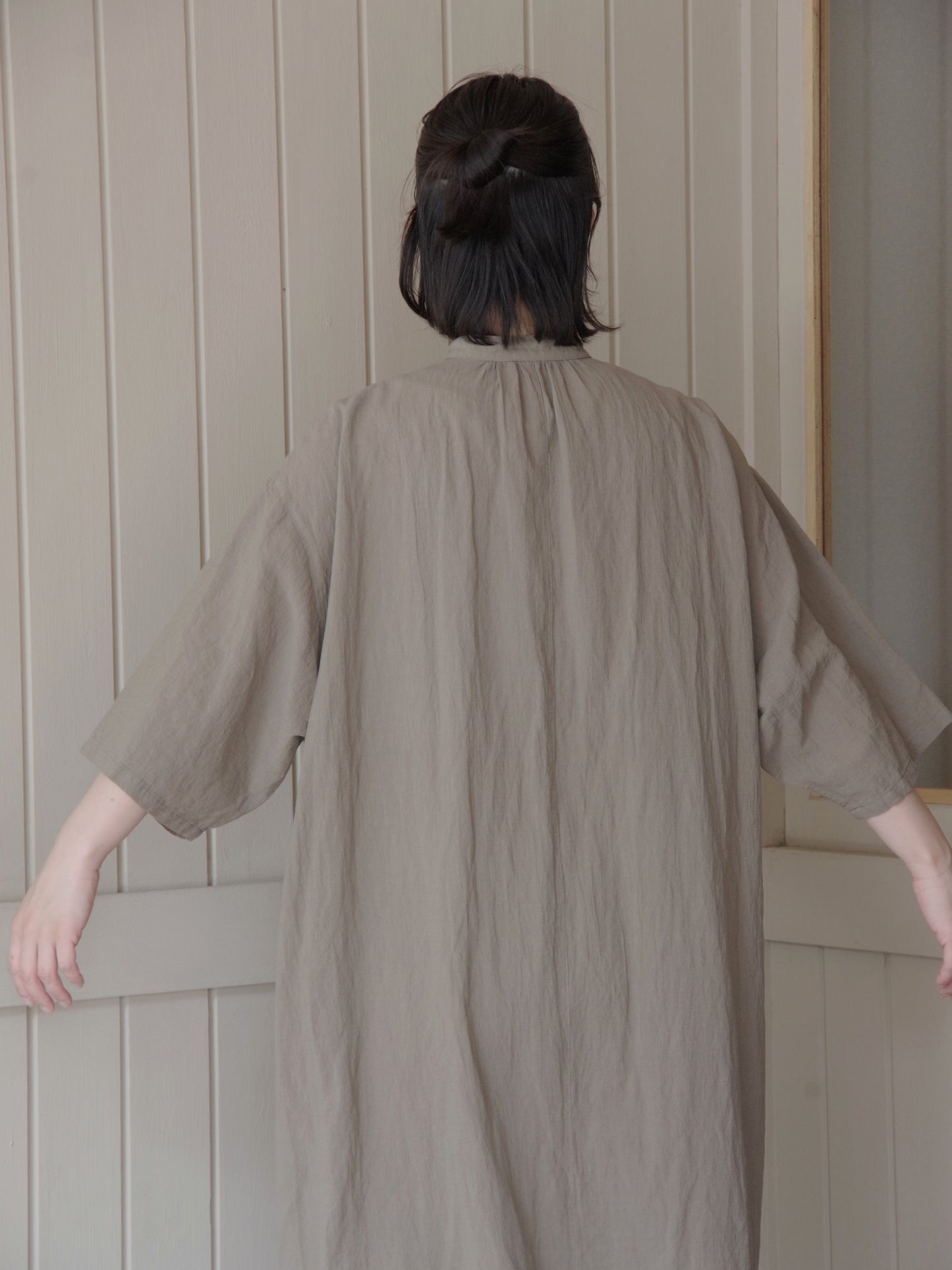 強撚CottonLine 近江晒 ribon シャツワンピース | yuni