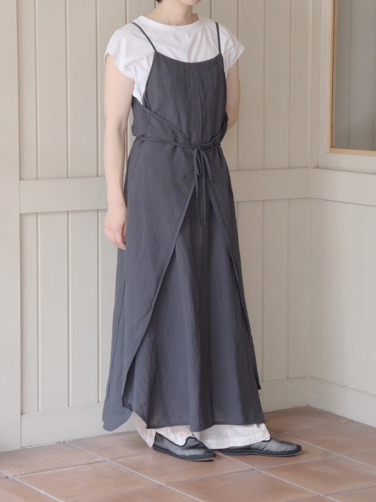 強撚CottonLinen 近江晒 wrap ワンピース | yuni