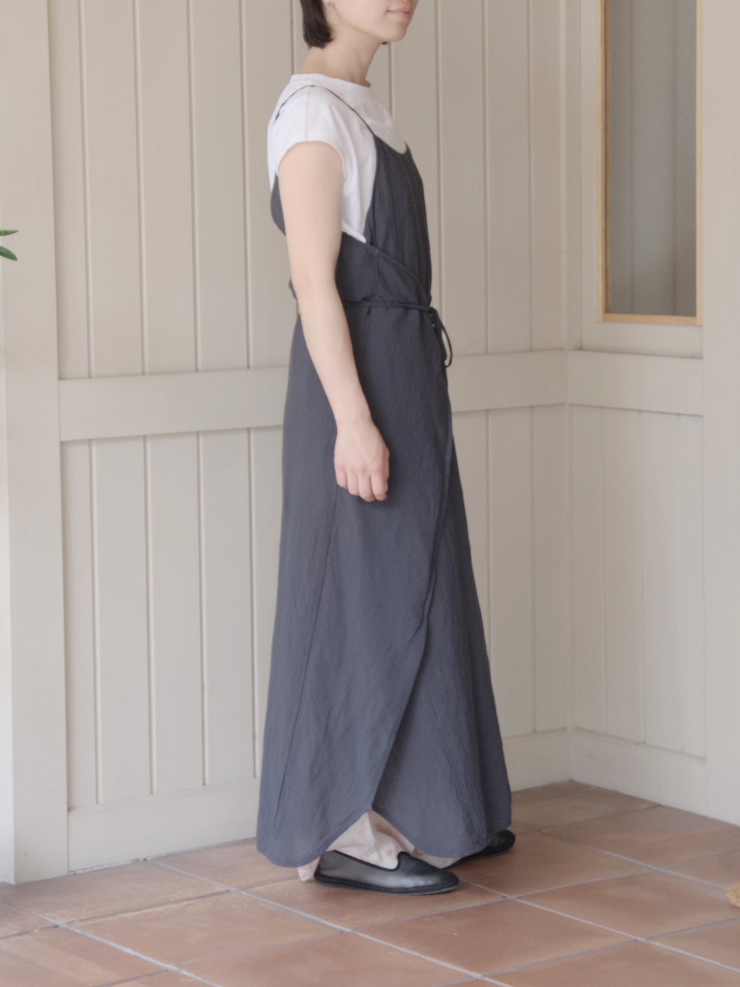 強撚CottonLinen 近江晒 wrap ワンピース | yuni