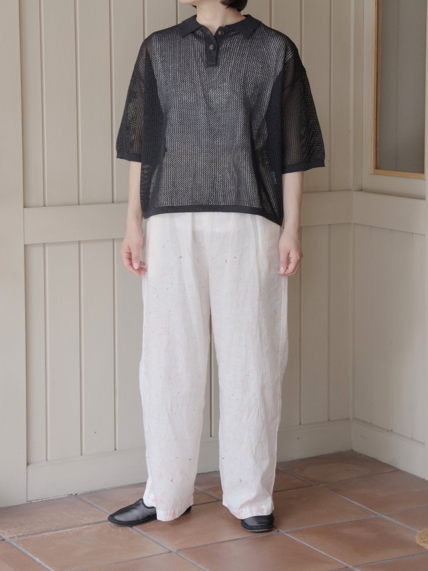 Lonsing18 和紙/Polyester knit ポロシャツ | yuni