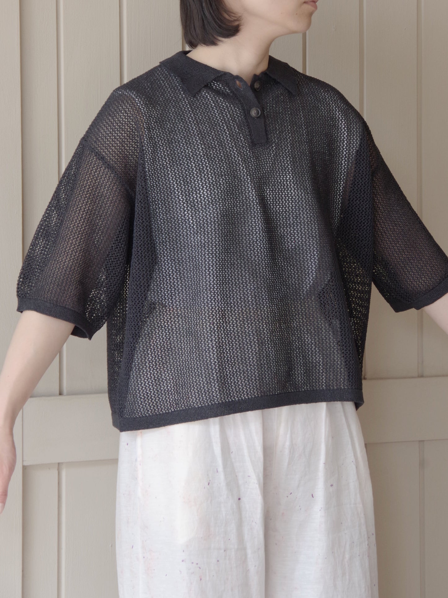 Lonsing18 和紙/Polyester knit ポロシャツ | yuni