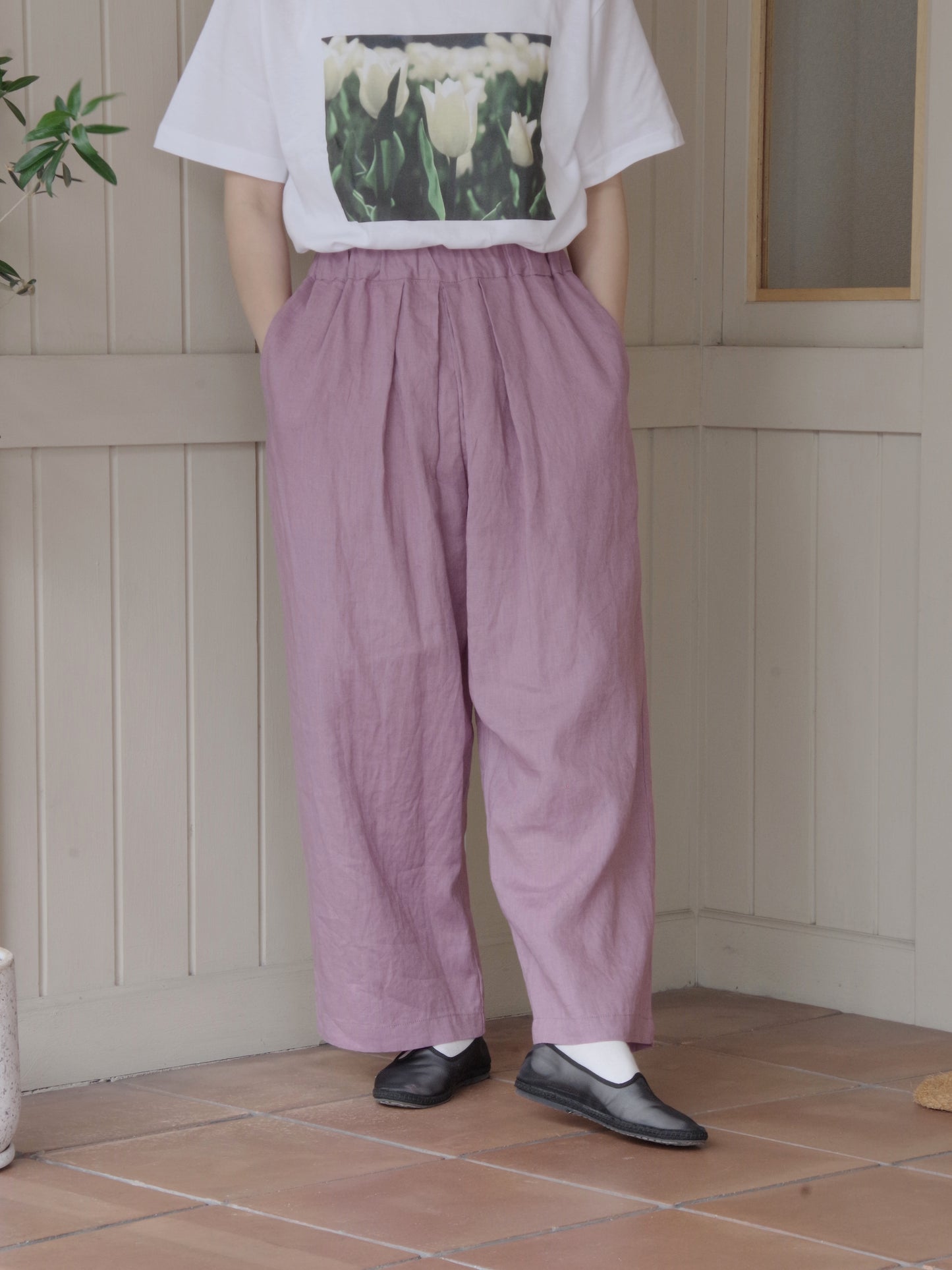 40/1 Linen easy gum tack パンツ | yuni