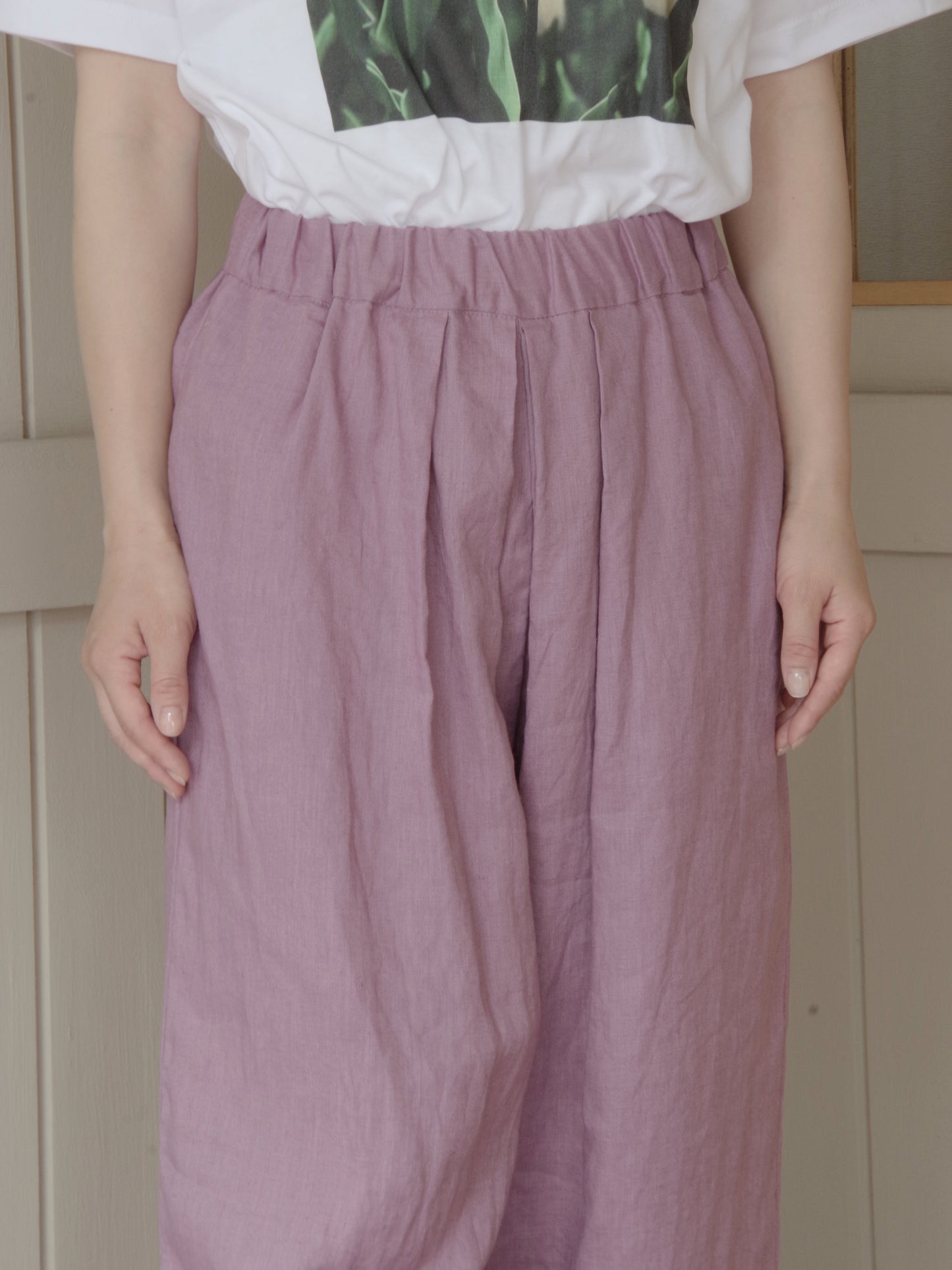 40/1 Linen easy gum tack パンツ | yuni