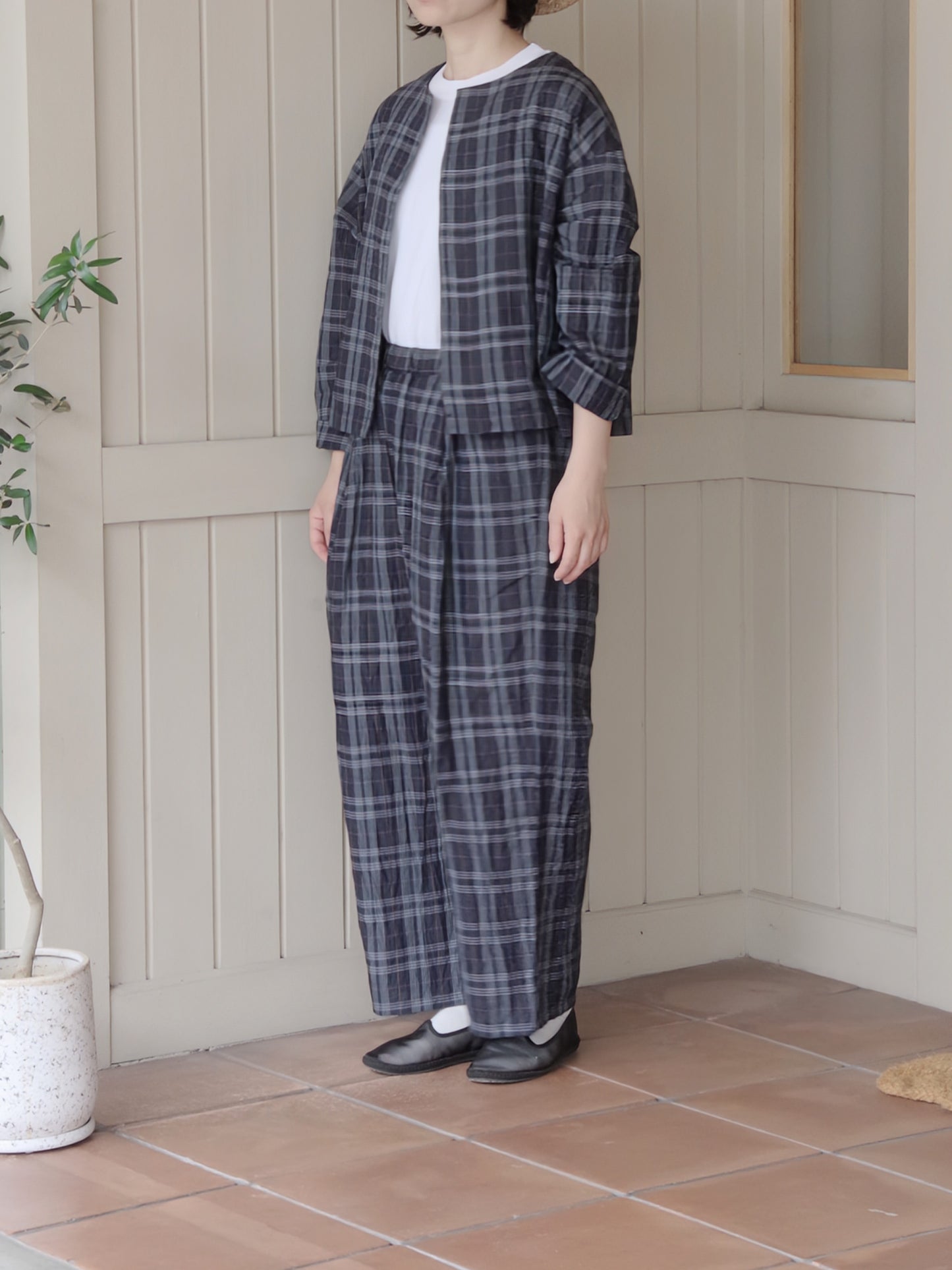 L/C/Pe washer check haori ブラウス | yuni