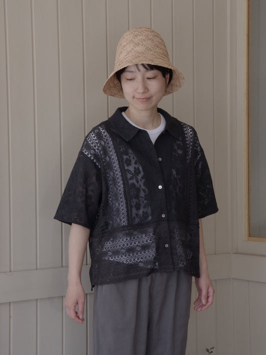 パッチワークレース半袖シャツ | yuni