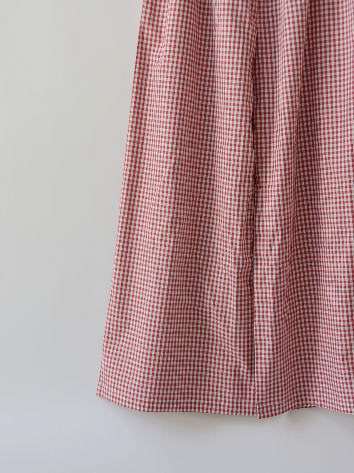 チェック柄シンプルワイドパンツ　赤｜potandtea