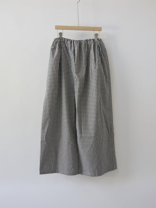 チェック柄シンプルワイドパンツ　黒｜potandtea