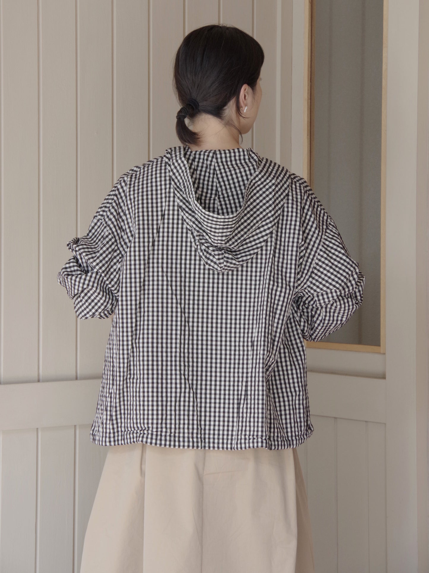 Cotton cupra ギンガム hooded パーカー | yuni