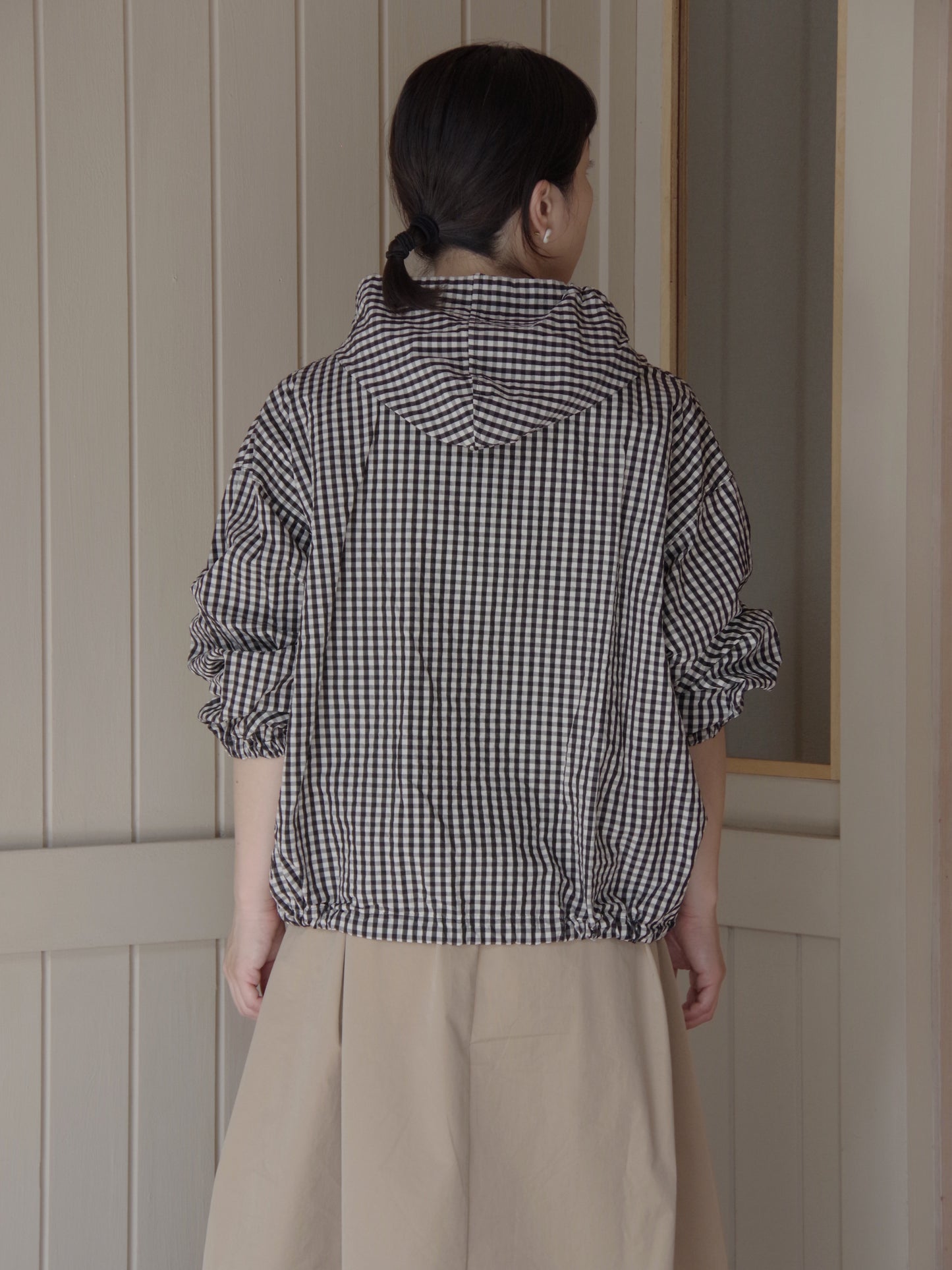 Cotton cupra ギンガム hooded パーカー | yuni