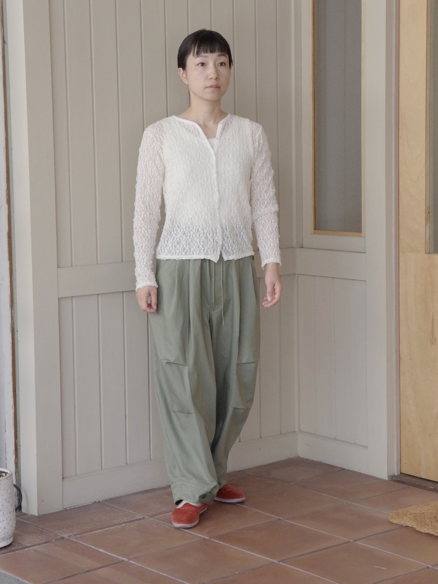 flower shirring lace カーディガン | yuni
