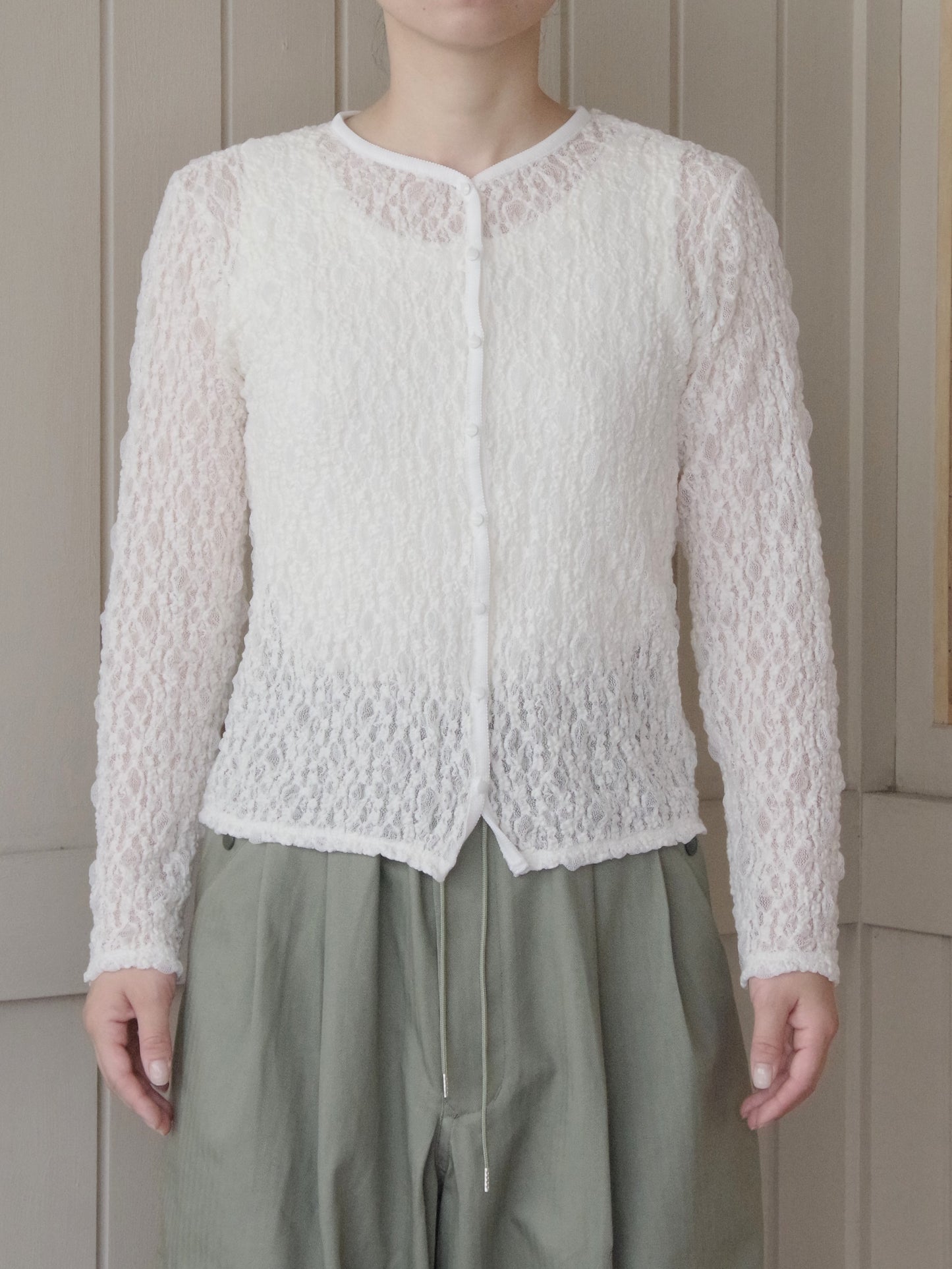 flower shirring lace カーディガン | yuni
