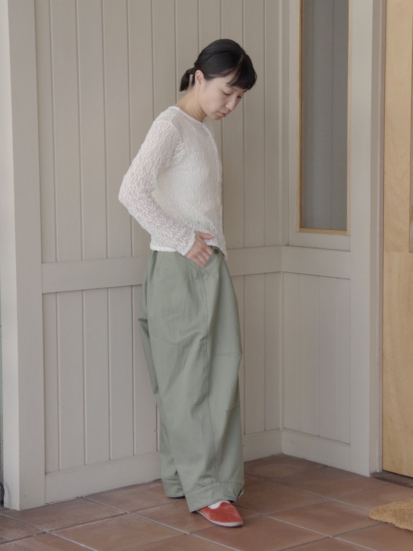 flower shirring lace カーディガン | yuni