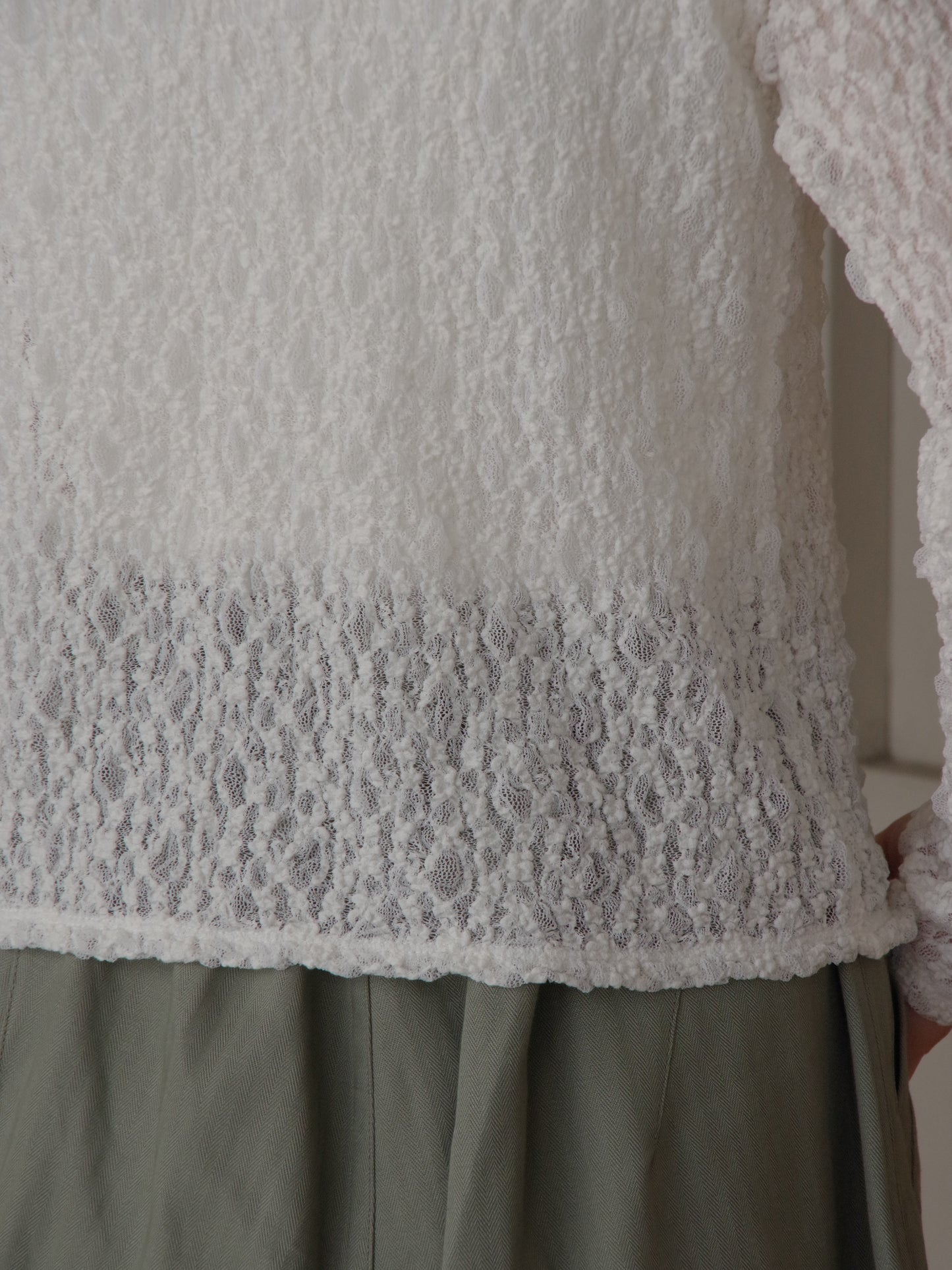 flower shirring lace カーディガン | yuni