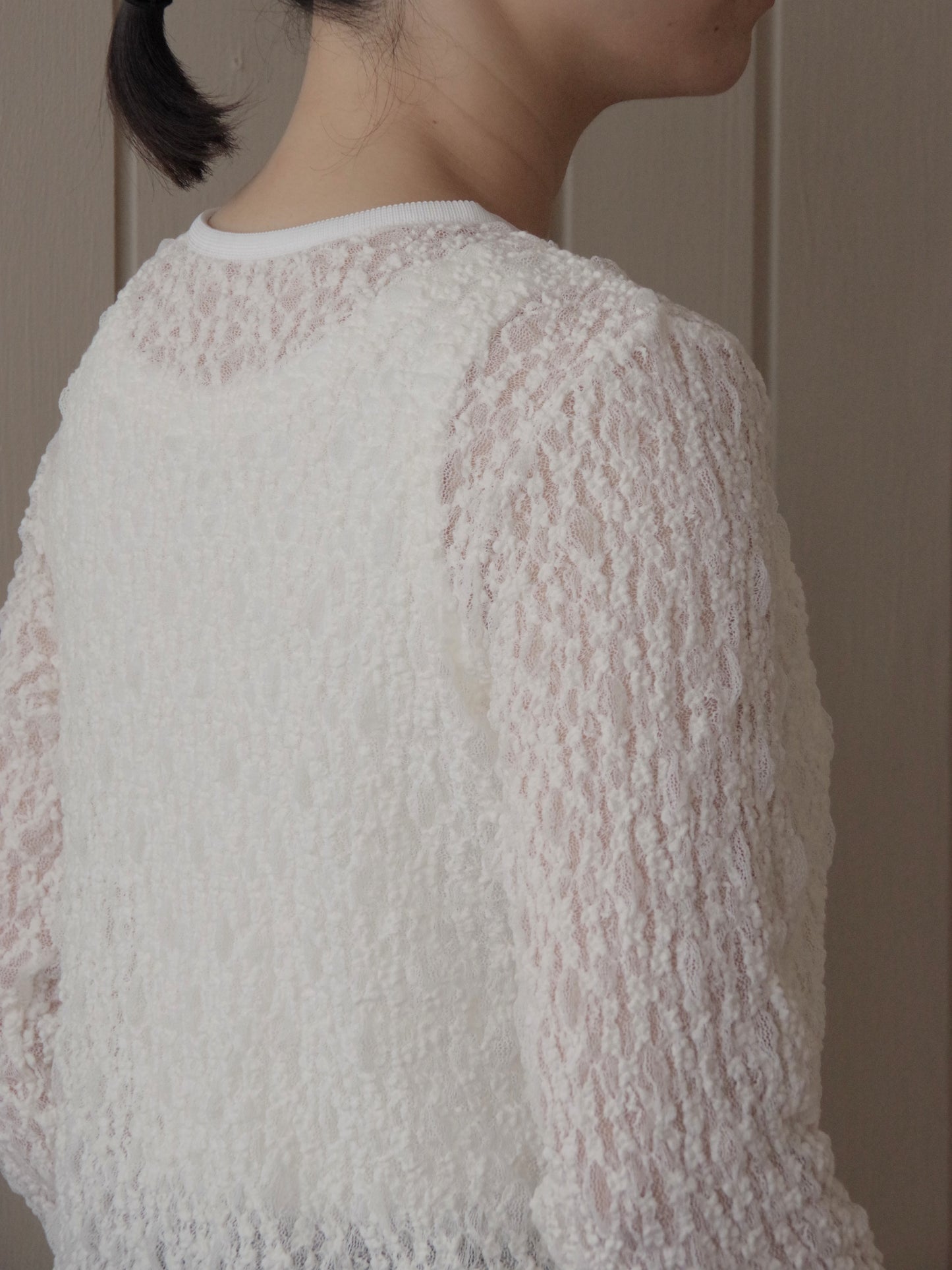 flower shirring lace カーディガン | yuni