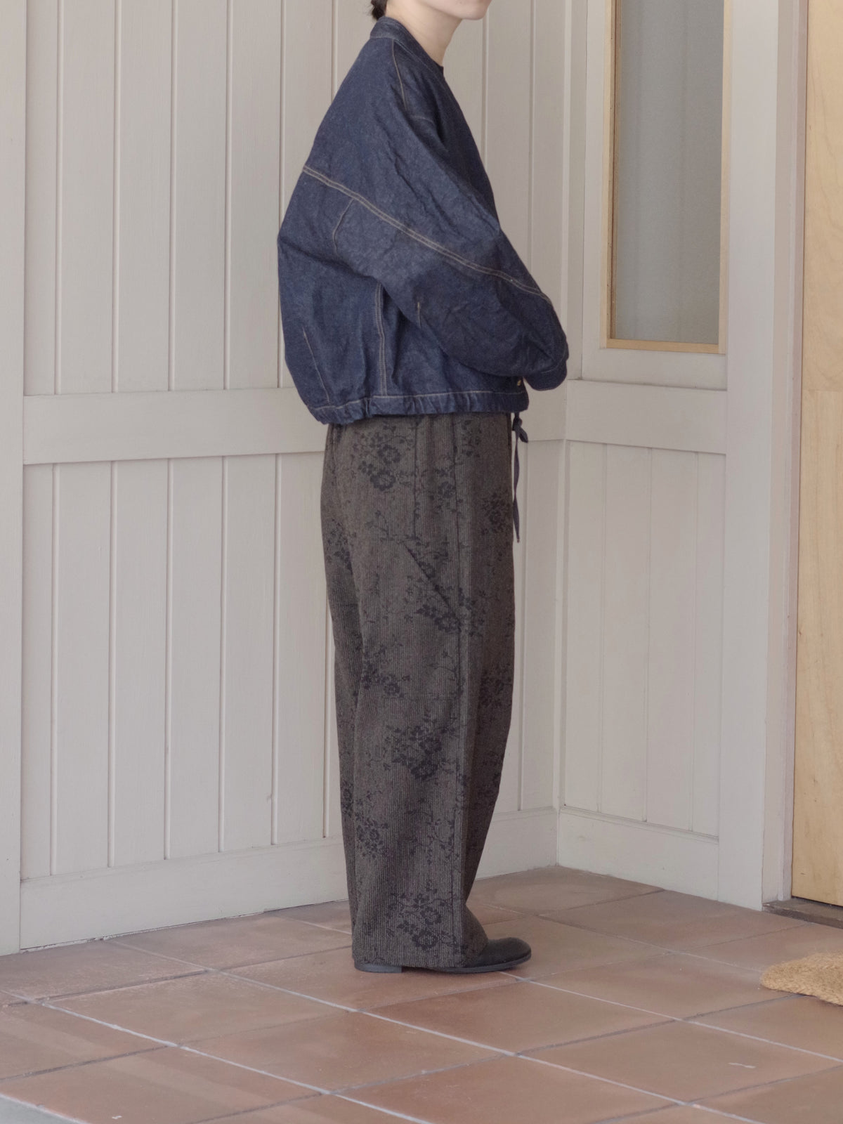 Cotton 11oz denim no collar cocoon ブルゾン | yuni