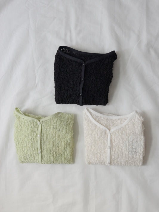 flower shirring lace カーディガン | yuni
