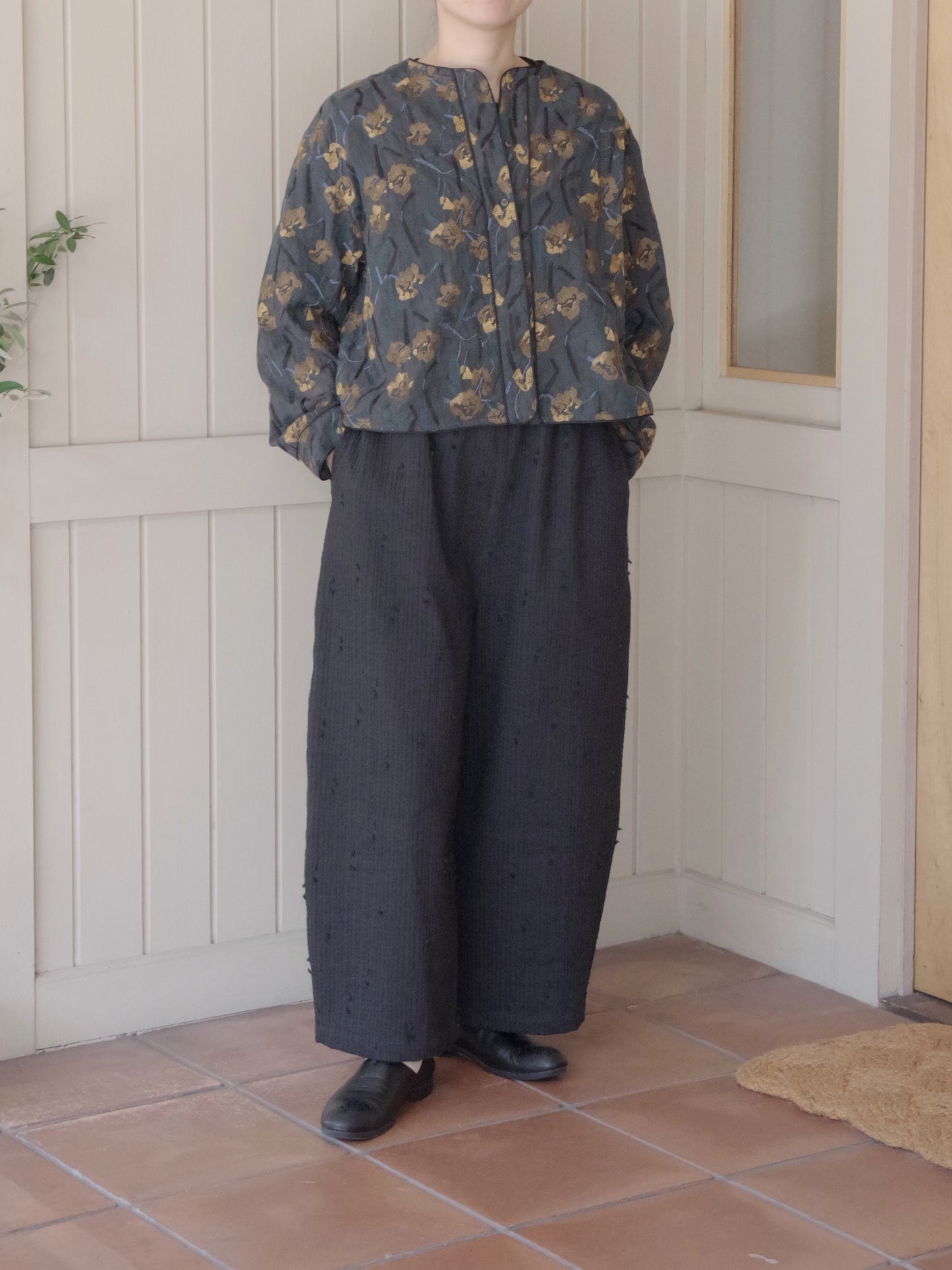 Cotton Nylon sheer blooming embroidery haori ブラウス | yuni