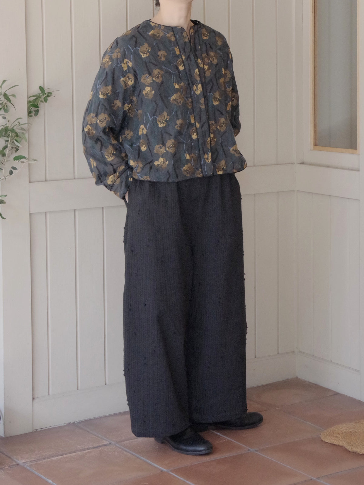 Cotton Nylon sheer blooming embroidery haori ブラウス | yuni
