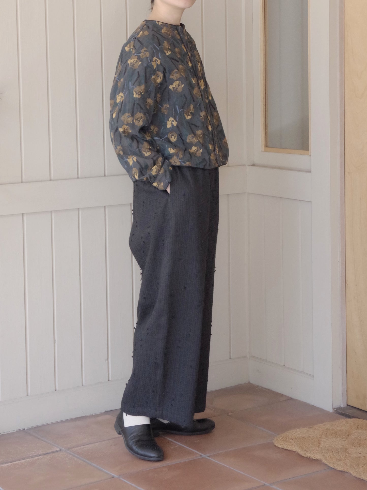 Cotton Nylon sheer blooming embroidery haori ブラウス | yuni