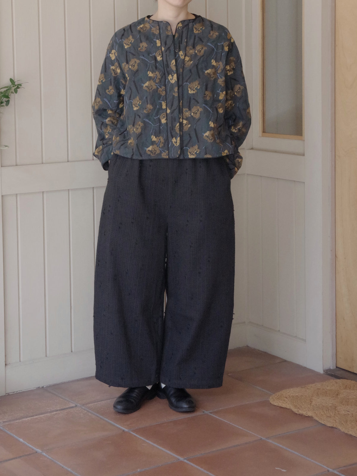 Cotton Nylon sheer blooming embroidery haori ブラウス | yuni