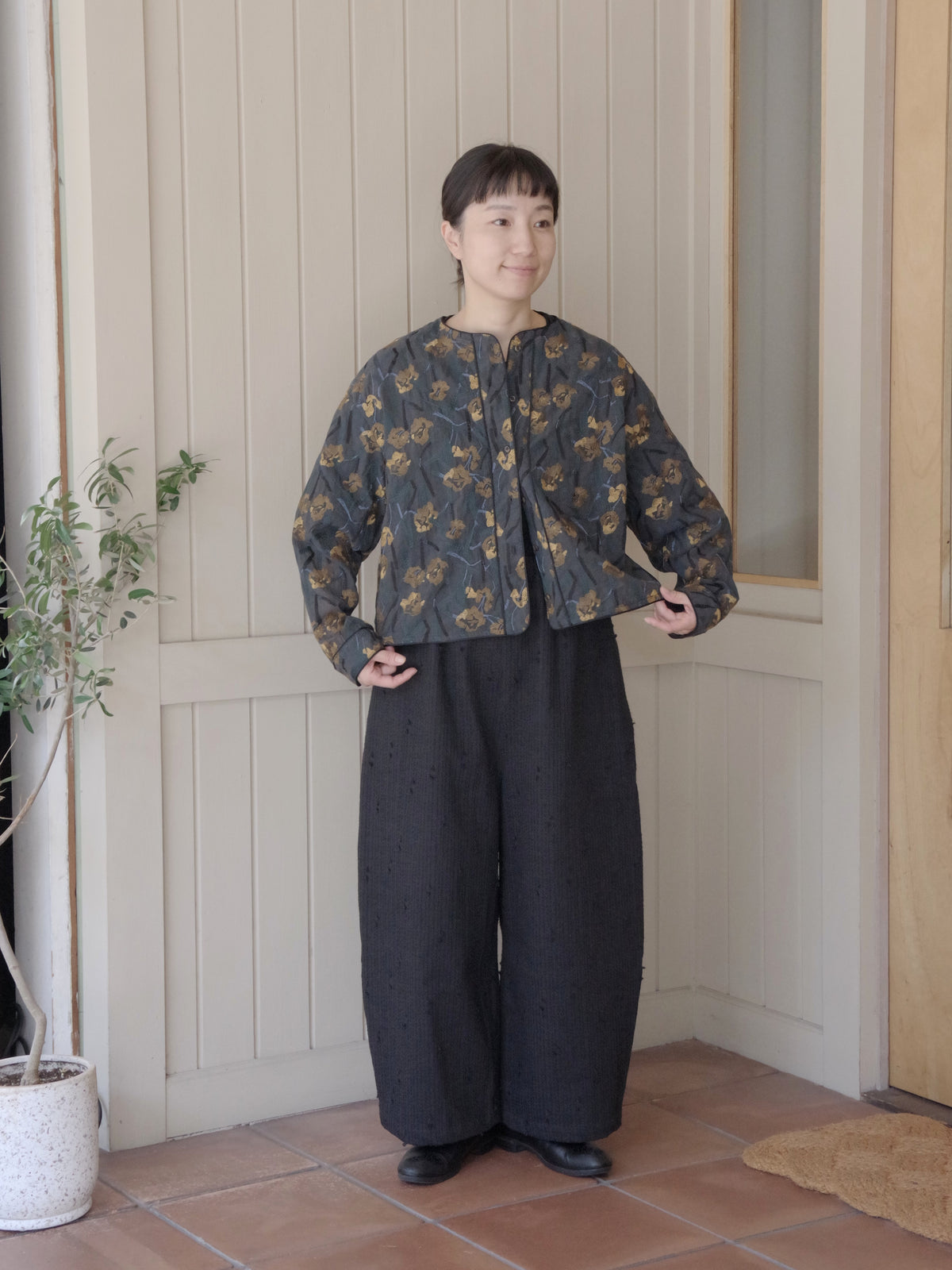 Cotton Nylon sheer blooming embroidery haori ブラウス | yuni