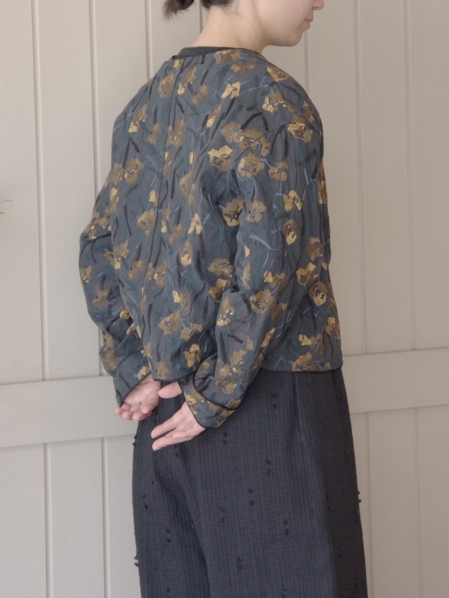 Cotton Nylon sheer blooming embroidery haori ブラウス | yuni