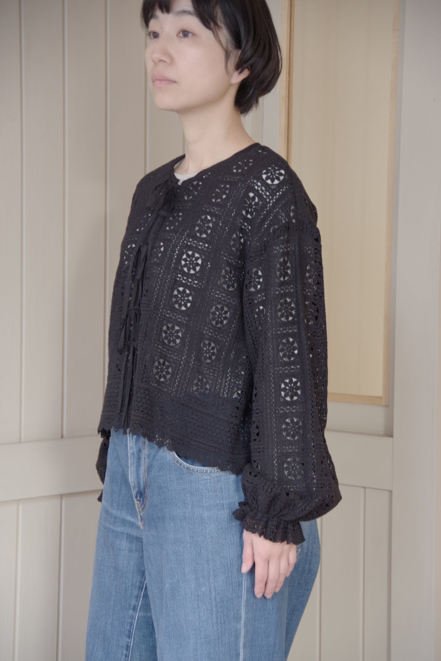 コットンレース gather sleeve haori ブラウス | yuni