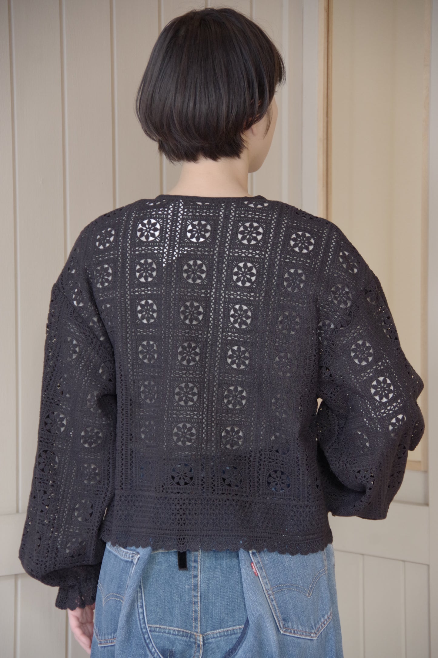 コットンレース gather sleeve haori ブラウス | yuni