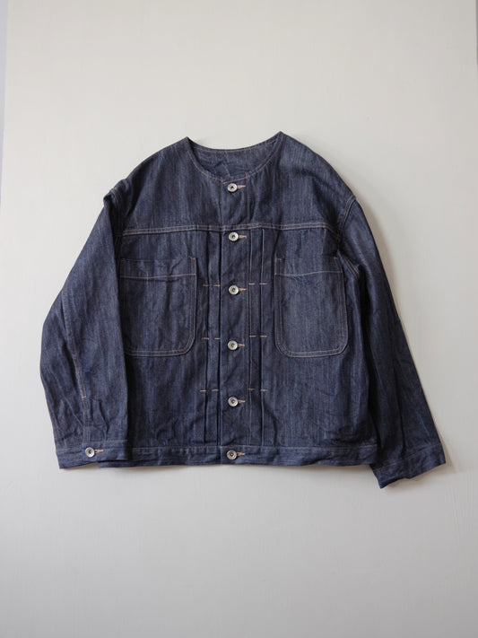 cotton denim ノーカラー ブルゾン | yuni