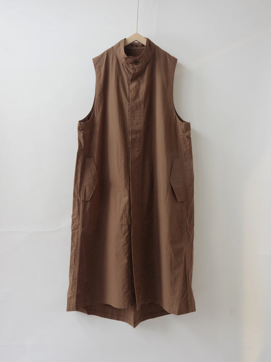 起毛ワッシャーブロード バンドカラーロングベスト | TISSU