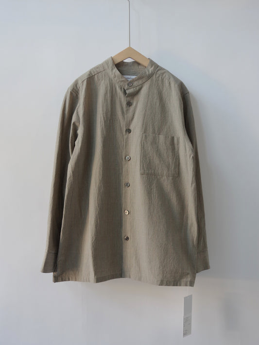 オーガニックコットン グレンチェックバンドカラーシャツ | atelier naruse