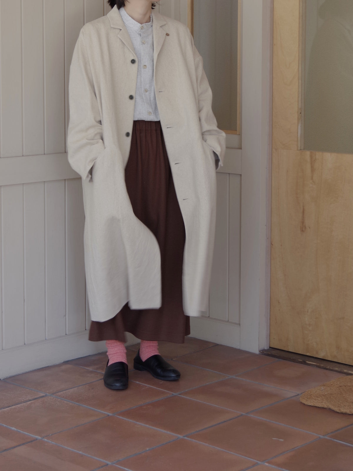 コットンリネンギャバ テーラードコート | atelier naruse