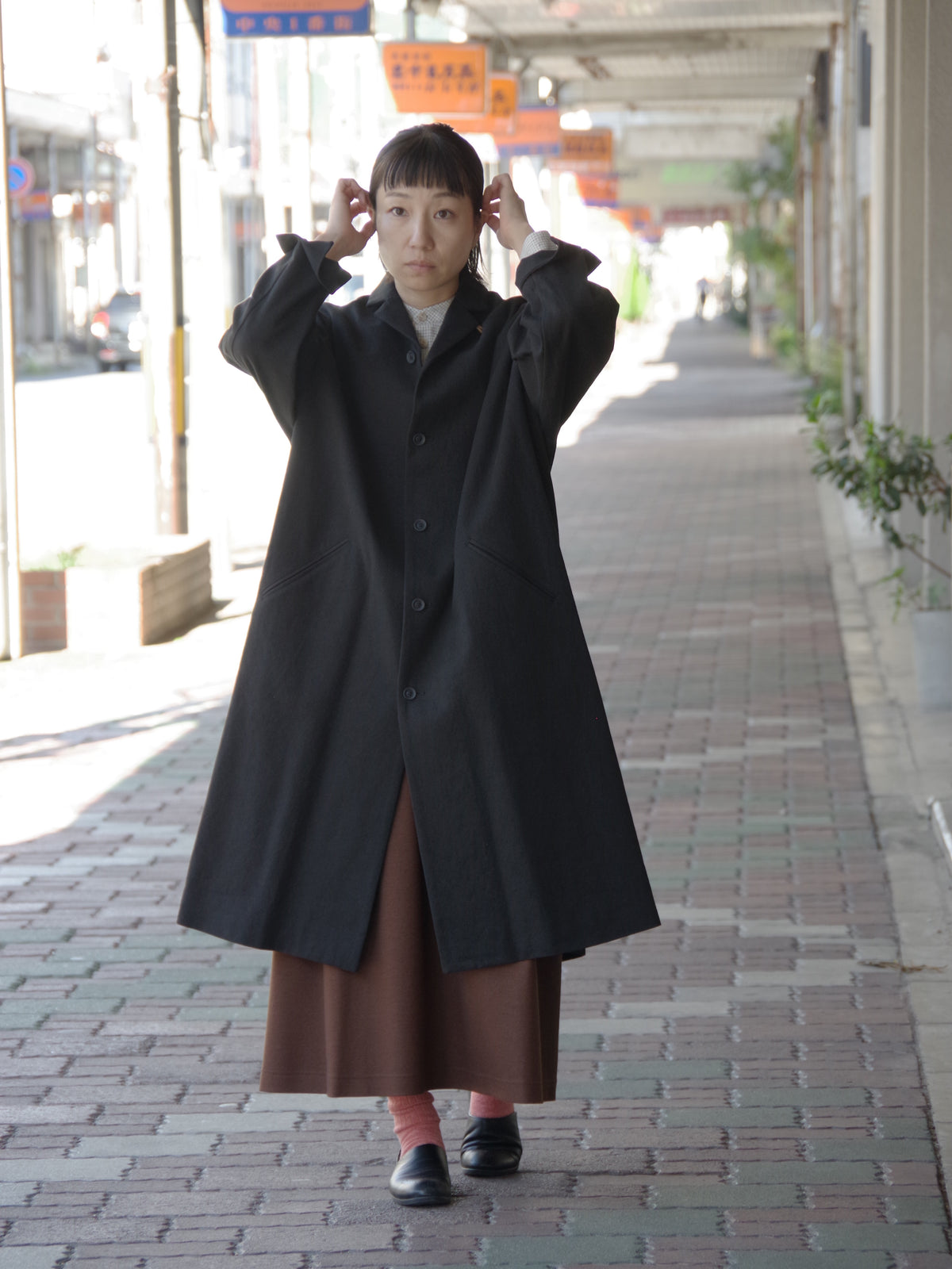 コットンリネンギャバ テーラードコート | atelier naruse