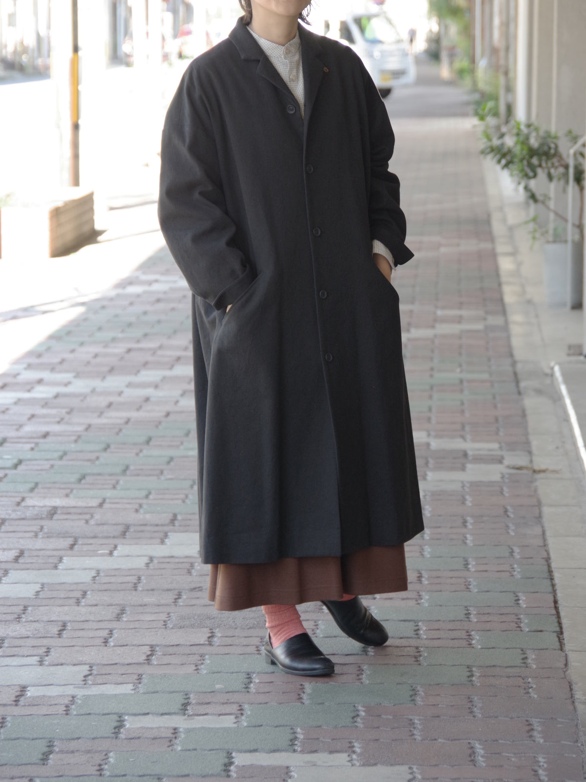 コットンリネンギャバ テーラードコート | atelier naruse