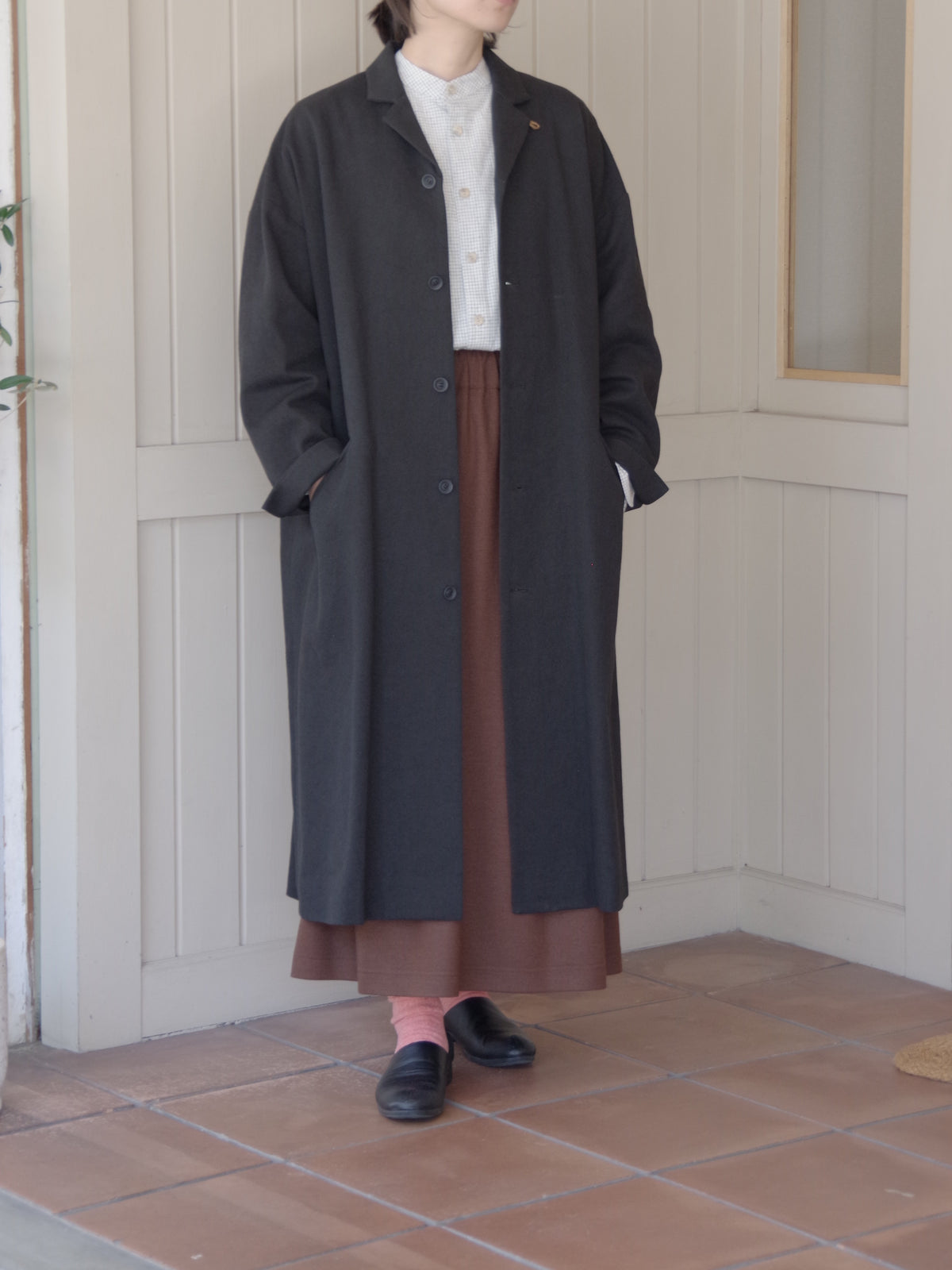 コットンリネンギャバ テーラードコート | atelier naruse