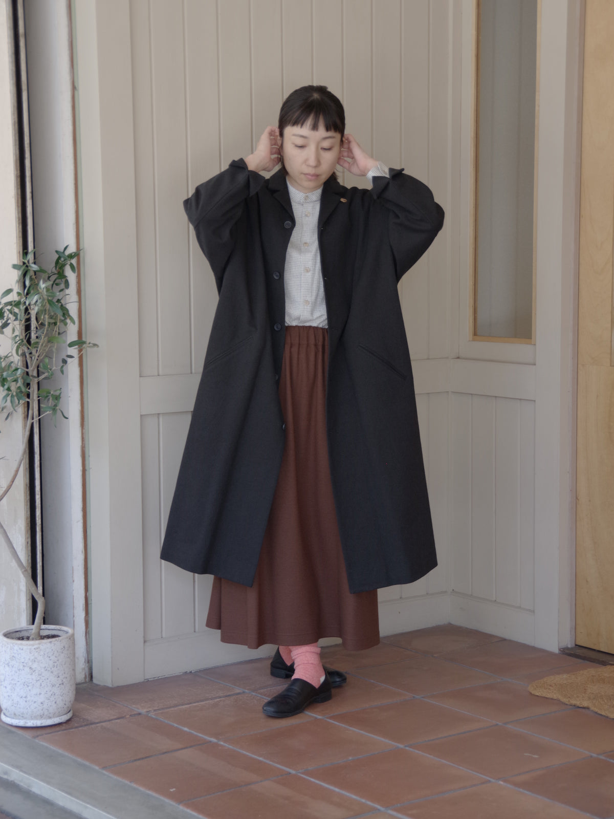 コットンリネンギャバ テーラードコート | atelier naruse