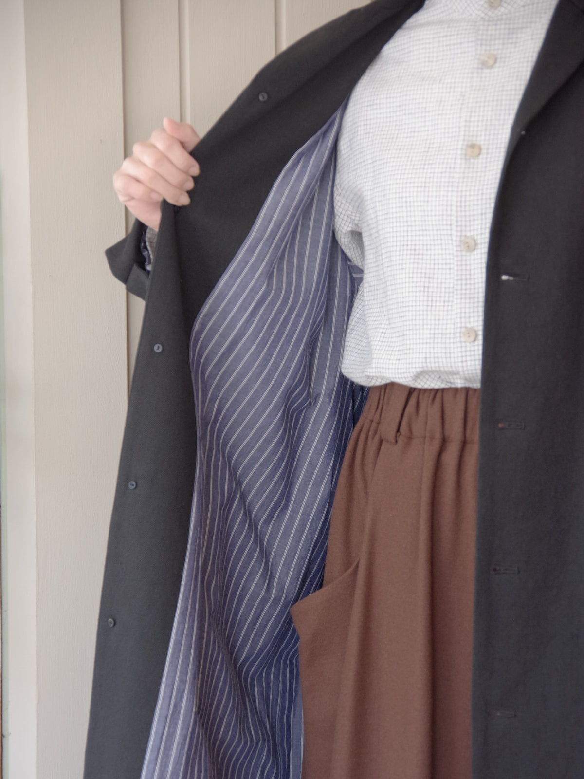 コットンリネンギャバ テーラードコート | atelier naruse