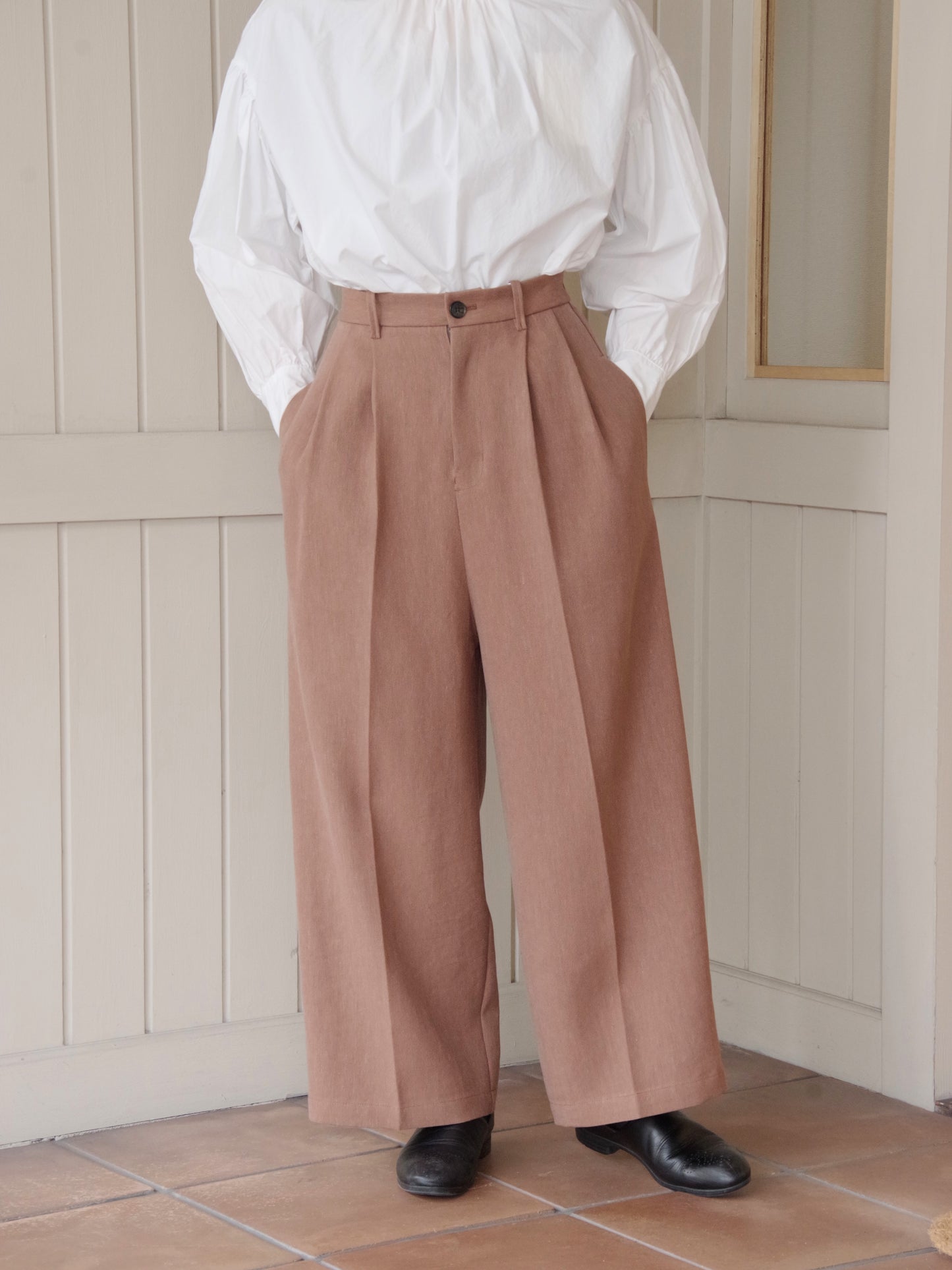 Linen/Polyester wide パンツ | yuni