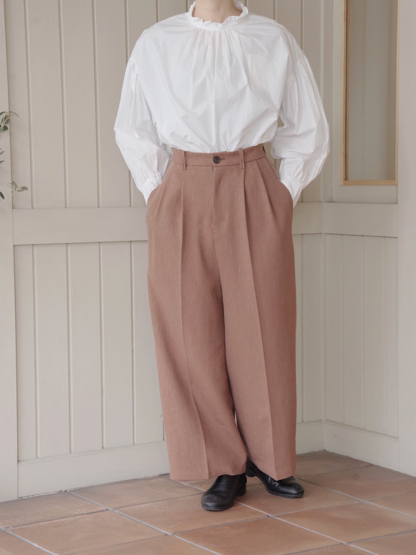 Linen/Polyester wide パンツ | yuni