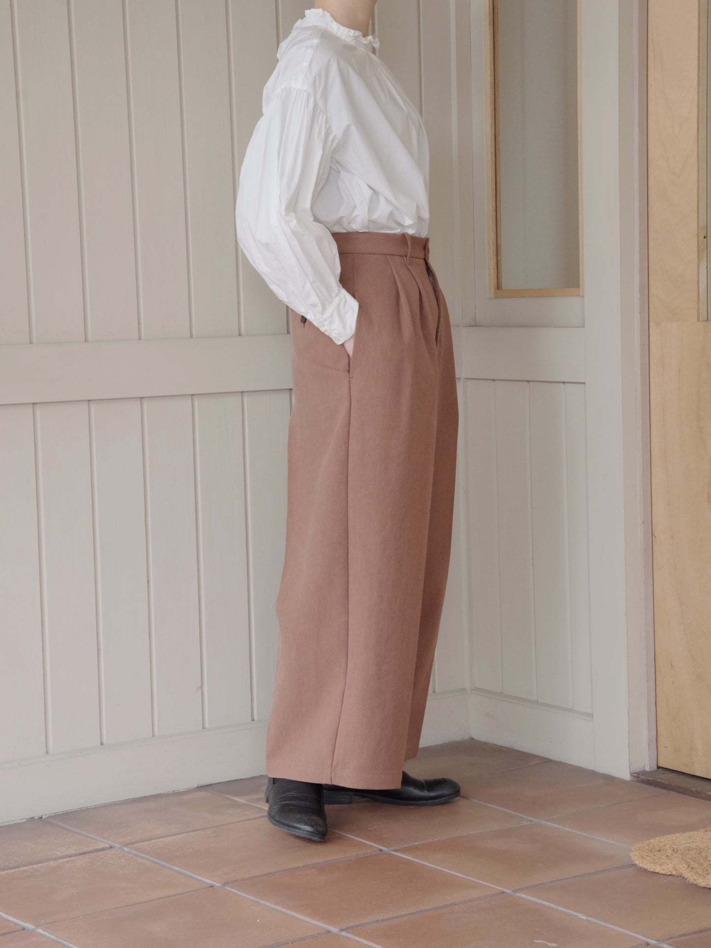 Linen/Polyester wide パンツ | yuni