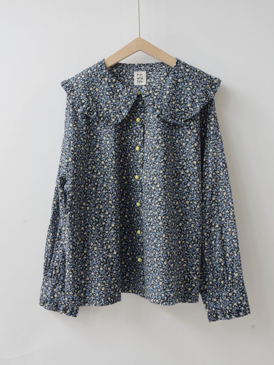 小花プリントフリルビックカラーブラウス | potandtea