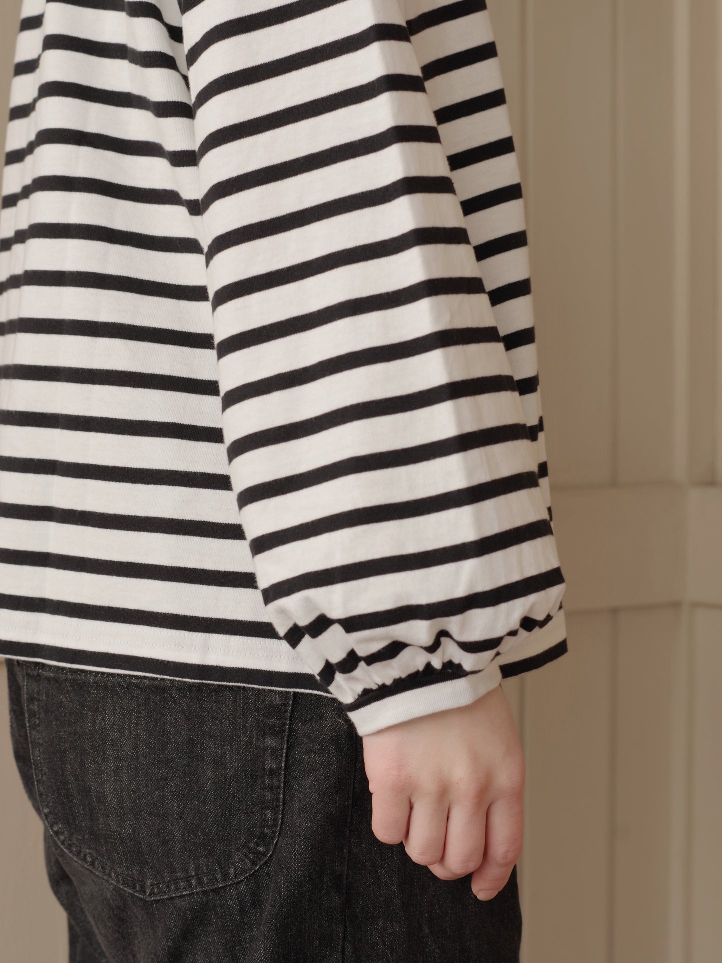 パフスリーブシャツプルオーバー(ボーダー) | sisisi