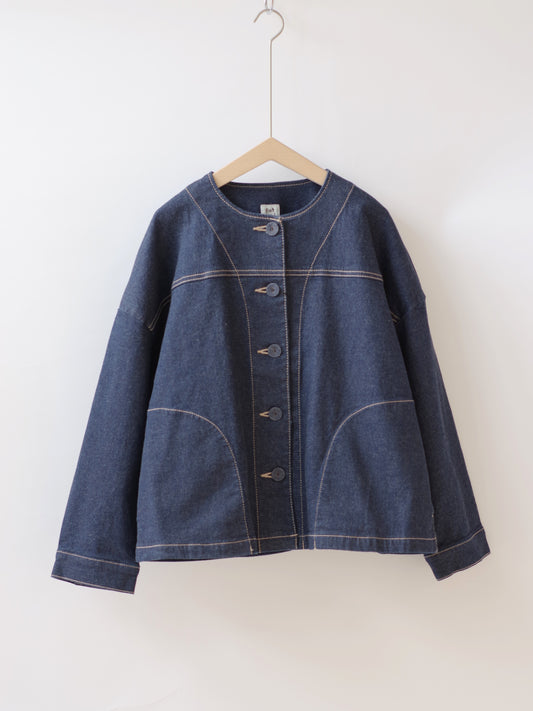 デニムノーカラージャケット | pot and tea