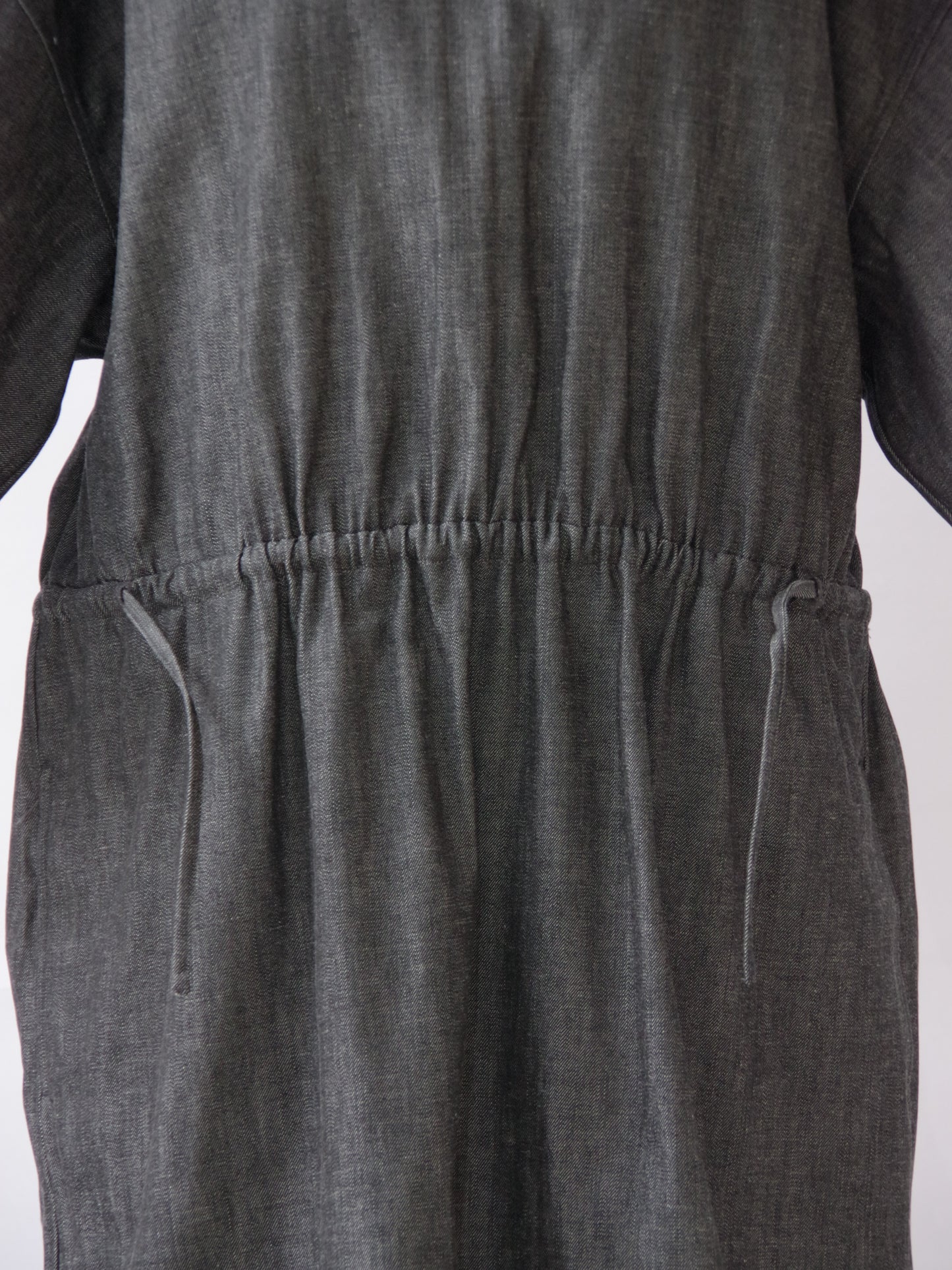 8.5ozライトデニム 5分袖ロングワンピース