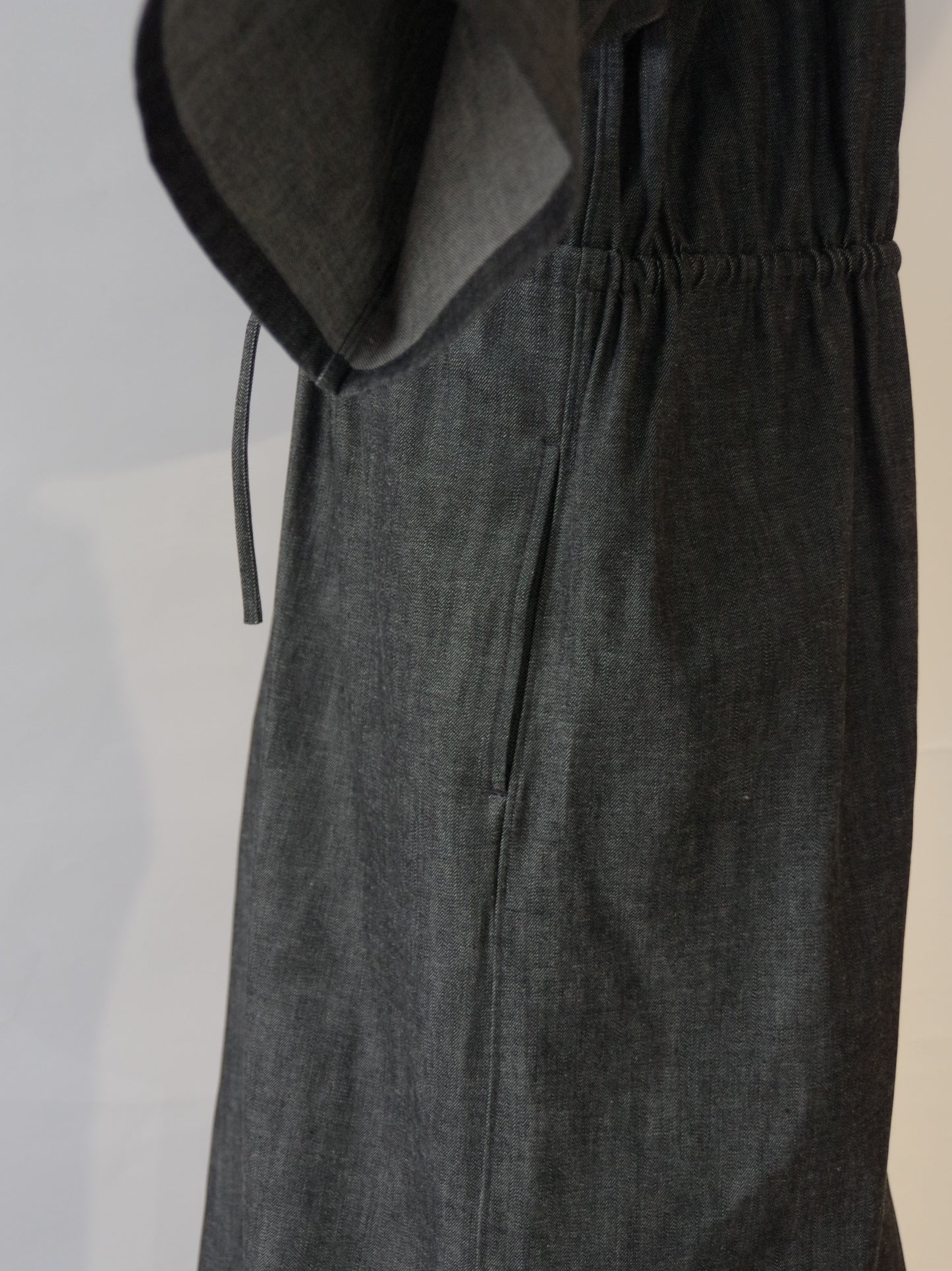 8.5ozライトデニム 5分袖ロングワンピース