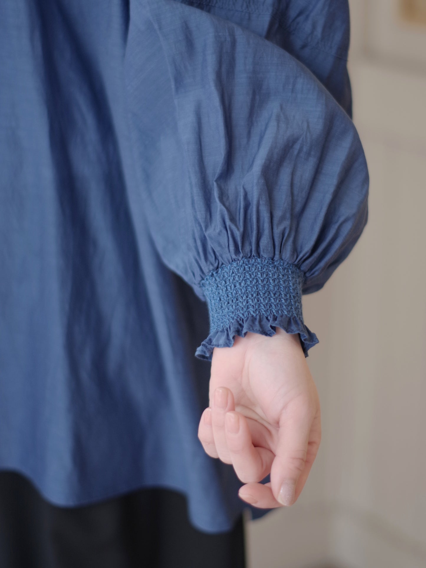 100/1Cotton/Cupra gather sleevesブラウス | yuni