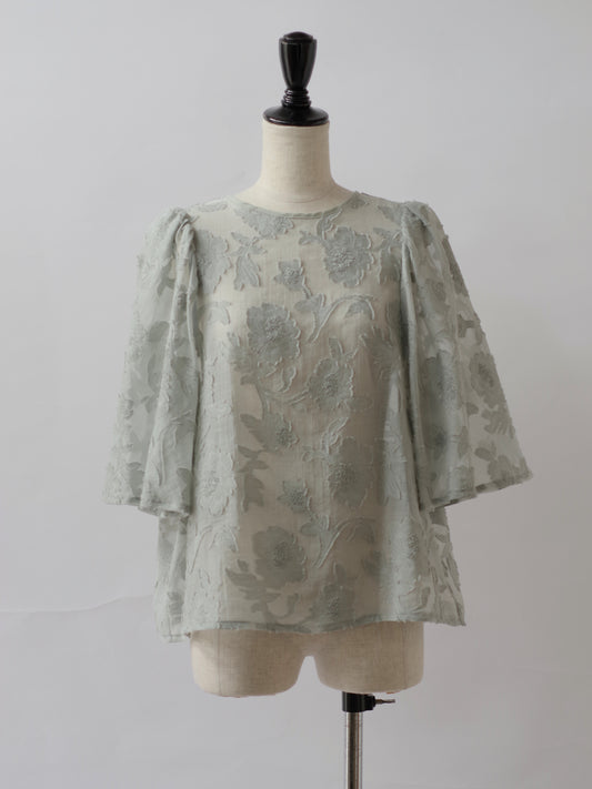 botanical cut jaquard blouse  | Heriter