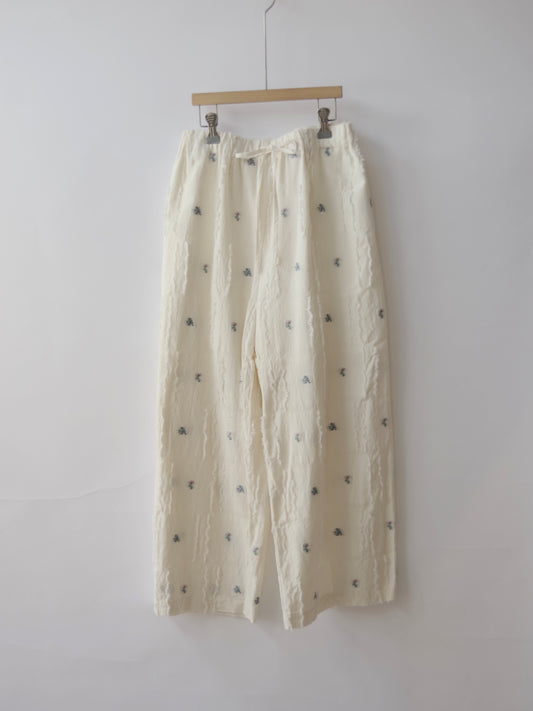 fleurs lace jacquard ギャザーパンツ | qiri